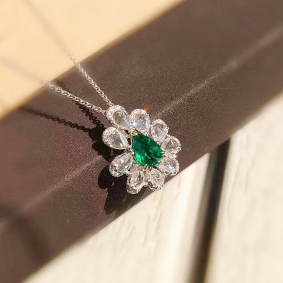 ❤️New Trendy CZ Silver Color Green Pendant Necklace, GPMB1396 - Picture 4 of 4